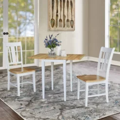 Cain Small Dual Drop Leaf Dining Set With 2 San Remo Chairs White/Natural - International Concepts -HOMCOM Store GUEST 0164274f 6bad 45e6 ba7e 6e5cf6e8bcff