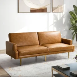 Lanna 76"Wide Vegan Leather Modern Style Convertible Futon Sofa Bed For Living Room Guest Bedroom | ARTFUL LIVING DESIGN -HOMCOM Store GUEST 0186db79 f02f 498a ae0d f79c929e4342