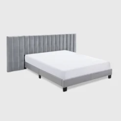 Gramercy Channel Tufted Upholstered Bed Gray Velvet - Finch -HOMCOM Store GUEST 01a15e6c 0c8f 45ac 9825 ebf627d57290