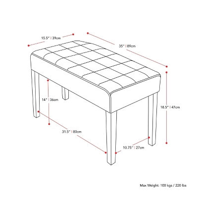 California Fabric Tufted Bench - CorLiving 8 California Fabric Tufted Bench - CorLiving - Image 6