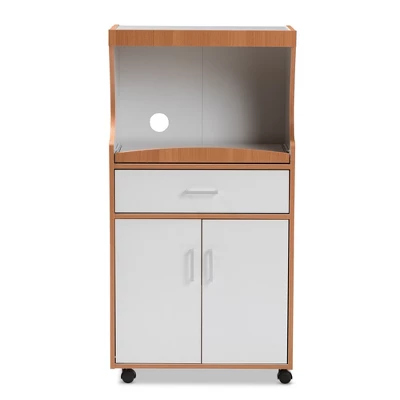 Edonia Modern And Contemporary Beech And Finish Kitchen Cabinet White/Brown - Baxton Studio 4 Edonia Modern And Contemporary Beech And Finish Kitchen Cabinet White/Brown - Baxton Studio - Image 2