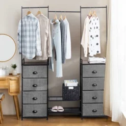 Costway 8 Drawer Fabric Dresser Hanger&Shoe Rack Multifunctional Storage Tower Metal -HOMCOM Store GUEST 021b329e 1f8e 429f a096 a06eca85163d