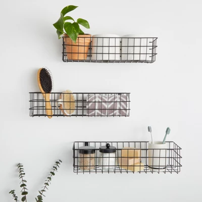 Farmlyn Creek 3 Pieces Black Wall Mounted Wire Baskets, Hanging Organizers For Kitchen Storage, Assorted Sizes 4 Farmlyn Creek 3 Pieces Black Wall Mounted Wire Baskets, Hanging Organizers For Kitchen Storage, Assorted Sizes - Image 2