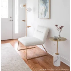 Casper Contemporary Upholstered Accent Chair Gold/Cream - LumiSource -HOMCOM Store GUEST 04348df7 23c1 4b2b b3d2 f96cc79f7481