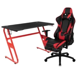 Flash Furniture Gaming Desk And Footrest Reclining Gaming Chair Set With Cup Holder And Headphone Hook -HOMCOM Store GUEST 04430ef6 130f 4be9 9f0a f0784250a3d7