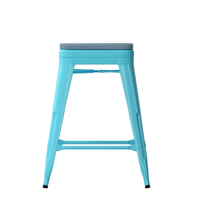 Flash Furniture Cierra Set Of 4 Commercial Grade 24" High Backless Metal Indoor Counter Height Stools With All-Weather Poly Resin Seats 13 Flash Furniture Cierra Set Of 4 Commercial Grade 24" High Backless Metal Indoor Counter Height Stools With All-Weather Poly Resin Seats - Image 11