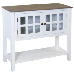 2 Door With Glass Front Wooden Console Table White/Natural - StyleCraft -HOMCOM Store GUEST 04fd80eb 4ff6 47bb 89fb fe6458d7c46b