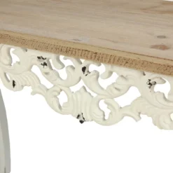 LuxenHome Victorian Off White And Natural Wood Console And Entry Table -HOMCOM Store GUEST 0601051c 8504 48db 9ba5 339dab02b79d