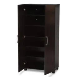 Marine Wenge Finished 2 Door Wood Entryway Shoe Storage Cabinet Brown - Baxton Studio -HOMCOM Store GUEST 064105e3 867a 4335 8112 cdbbafdbbe98