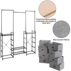 Costway 8 Drawer Fabric Dresser Hanger&Shoe Rack Multifunctional Storage Tower Metal -HOMCOM Store GUEST 068f74d2 88a6 471f 9522 566a134ec714