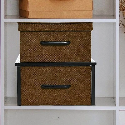 Household Essentials Stacking Storage Boxes With Laminate Top Black Oak 3 Household Essentials Stacking Storage Boxes With Laminate Top Black Oak
