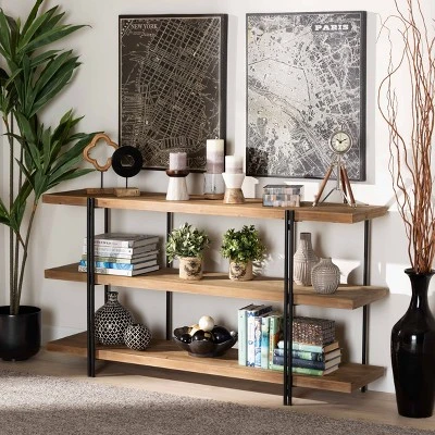 Tarah Wood Console Table Brown/Black - Baxton Studio 7 Tarah Wood Console Table Brown/Black - Baxton Studio - Image 5
