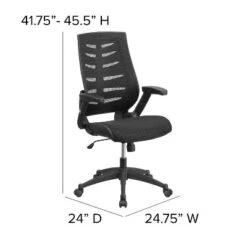 Emma And Oliver High Back Black Mesh Swivel Ergonomic Office Chair With Adjustable Flip-Up Arms -HOMCOM Store GUEST 07369e61 888c 41bb 916d 9d31352f5243