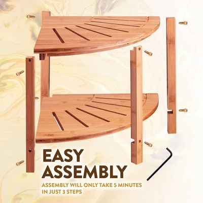 Bambusi Bamboo Corner Bench With Shelf For Bathroom, Living Room, Entryway Or Outside 5 Bambusi Bamboo Corner Bench With Shelf For Bathroom, Living Room, Entryway Or Outside - Image 3