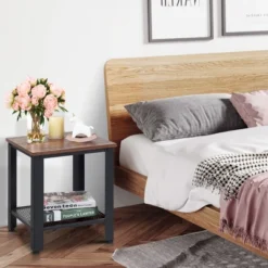 Costway 2 PCS Industrial End Table 2Tier Side Table W/Storage Shelf Sofa Black -HOMCOM Store GUEST 07b880c6 5af0 47bf b72c 873d25356a6b