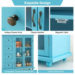 Costway Buffet Sideboard Table Kitchen Storage Cabinet With Drawers & Doors Blue/White/Green 19 Costway Buffet Sideboard Table Kitchen Storage Cabinet With Drawers & Doors Blue/White/Green -HOMCOM Store GUEST 080645bb 7b7b 4077 9538 244e7dc5380b