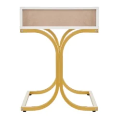 17.75" Rectangular Modern Glam Side Table With Drawer White/Gold - Danya B. -HOMCOM Store GUEST 0837ecc7 7ca8 40d6 99cd 7aac603601ae