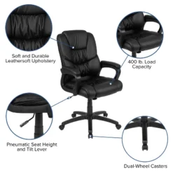 Flash Furniture Flash Fundamentals Big & Tall 400 Lb. Rated LeatherSoft Swivel Office Chair With Padded Arms 24 Flash Furniture Flash Fundamentals Big & Tall 400 Lb. Rated LeatherSoft Swivel Office Chair With Padded Arms -HOMCOM Store GUEST 09e01c27 2e4a 45ed 8983 121596d933e5
