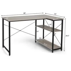 Costway 48'' Reversible L Shaped Computer Desk Home Office Table Adjustable Shelf BrownGrayNatural -HOMCOM Store GUEST 0a2c8521 f71d 4384 834d a6ba164bb6cb
