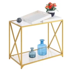 St Andrews Console Table White/Gold - Breighton Home -HOMCOM Store GUEST 0a35942e 641e 4697 8cab 25b225a441a6