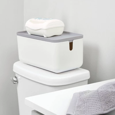 Cade Lidded Storage Bin White/Gray - IDESIGN 6 Cade Lidded Storage Bin White/Gray - IDESIGN - Image 4