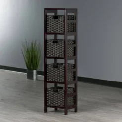 54.8" 5pc Leo Storage Shelf With Baskets Espresso/Chocolate - Winsome -HOMCOM Store GUEST 0bbca699 ecde 4395 8490 41429243cc51