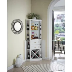 Home Source Corner Bar Cabinet With Rotating Wine Rack -HOMCOM Store GUEST 0c09596a 02fd 4e38 a553 c3c44e9badb1