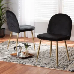 2pc Fantine Metal Dining Chair Set - Baxton Studio -HOMCOM Store GUEST 0c4faa6c ca82 4fd0 8f30 7b94ee0aa626