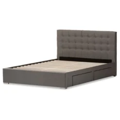 King Rene Modern And Contemporary Fabric 4-Drawer Storage Platform Bed Gray - Baxton Studio -HOMCOM Store GUEST 0d5c5ed0 b8dd 49d0 b2fc e447b7ee581d