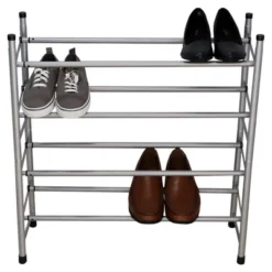 Home Basics Expandable 4 Tier Steel Shoe Rack, Chrome -HOMCOM Store GUEST 0da40760 319d 4c4b 993f 3643abf512cb