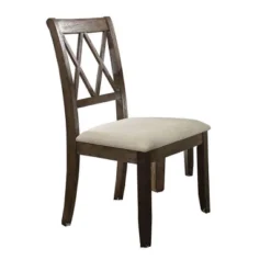 Set Of 2 26" Claudia Dining Chairs Beige Linen/Salvage Brown - Acme Furniture -HOMCOM Store GUEST 0e69b88d 9eb6 4022 9486 cecfe93fdf6b