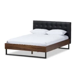 Mitchell Rustic Industrial Walnut Wood Black Faux Leather Metal Platform Bed Dark Bronze - Baxton Studio 18 Mitchell Rustic Industrial Walnut Wood Black Faux Leather Metal Platform Bed Dark Bronze - Baxton Studio -HOMCOM Store GUEST 0ef81f32 2348 42d1 8100 c6fe76408ef9