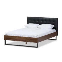 Mitchell Rustic Industrial Walnut Wood Black Faux Leather Metal Platform Bed Dark Bronze - Baxton Studio 19 Mitchell Rustic Industrial Walnut Wood Black Faux Leather Metal Platform Bed Dark Bronze - Baxton Studio -HOMCOM Store GUEST 105549ee 7d58 46a2 ab7a 74321a297bb9