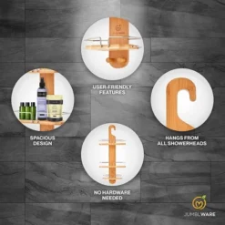 JumblWare Bamboo Shower Caddy, Hanging 3-Tier Shower Organizer -HOMCOM Store GUEST 109b23ee 29a8 4ce8 90f4 c41450aca8af