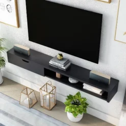 Roundhouse 1 Drawer Floating Console Fits Tv's Up To 65" - HOMES: Inside + Out -HOMCOM Store GUEST 10bbd4f6 d956 412d bd85 a1f91b6c71fa