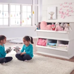 Badger Basket Two Bin Stackable Storage Cubby White/Gray Woodgrain 18 Badger Basket Two Bin Stackable Storage Cubby White/Gray Woodgrain -HOMCOM Store GUEST 10f2f2bd 87f6 4199 a74c a8bf318d8ea7