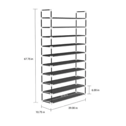 Hastings Home Space-Saving Shoe Rack - 10-Tier, Black -HOMCOM Store GUEST 114b2e35 783b 4583 8b48 288d0e67ed21