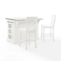 Julia Stainless Steel Top Island With 2 X-Back Stools - Crosley -HOMCOM Store GUEST 11e88127 a1d2 4450 8f07 7ccc43bc3601
