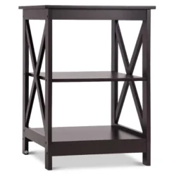 Costway 3-Tier Nightstand End Table Storage Display Shelf Living Room Furniture Espresso NEW -HOMCOM Store GUEST 123a346f 4bee 4b1c 99b0 661adc3af9f2