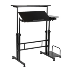 Black Rolling Sitting/Standing Desk With Side Storage - Mind Reader -HOMCOM Store GUEST 12fa1d9e 25b2 429e a789 c94f0fd9b960