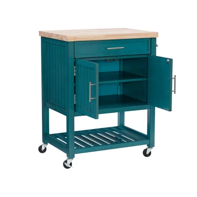 Abigail Kitchen Cart Teal - Powell Company 4 Abigail Kitchen Cart Teal - Powell Company - Image 2
