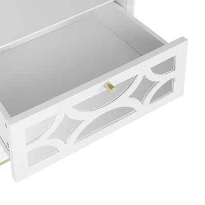 Averina 2 Drawers 45° Splicing White Mirror Front Nightstand With Storage -The Pop Home 8 Averina 2 Drawers 45° Splicing White Mirror Front Nightstand With Storage -The Pop Home - Image 6
