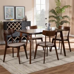 5pc Nori Upholstered Wood Dining Set - Baxton Studio -HOMCOM Store GUEST 1434b497 3786 4359 9943 abdceb6a5d9d