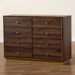 Cormac Wood And Metal 8 Drawer Dresser Walnut Brown/Gold - Baxton Studio -HOMCOM Store GUEST 14845297 4006 47a5 bdc4 675c88bbd7b9