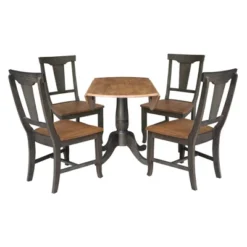 42" Dual Drop Dining Table With 4 Panel Back Chairs Hickory/Washed Coal - International Concepts 14 42" Dual Drop Dining Table With 4 Panel Back Chairs Hickory/Washed Coal - International Concepts -HOMCOM Store GUEST 14fabbbf 6449 4edb 835c 98823861dee9