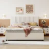 Queen/Full Size Upholstered Platform Bed With Classic Headboard And 4 Drawers-ModernLuxe