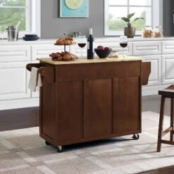 Eleanor Wood Top Kitchen Cart Mahogany/Natural - Crosley -HOMCOM Store GUEST 157985eb ab9f 432c 96af 74b5f639857e