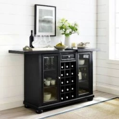 Alexandria Sliding Top Bar Cabinet Black - Crosley -HOMCOM Store GUEST 17286fa4 5a42 4a90 8a08 b97d6ae828a8