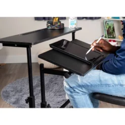 Black Rolling Sitting/Standing Desk With Side Storage - Mind Reader -HOMCOM Store GUEST 17697c91 707d 4e02 8070 b298124942ce