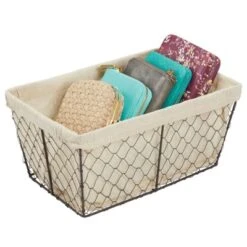 MDesign Medium Chicken Wire Basket With Fabric Liner -HOMCOM Store GUEST 17b66233 fe70 45cf 804d 709bd77ef0ec